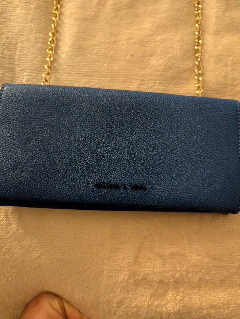 Charles & Keith Blue Pebbled Chain Crossbody Wallet